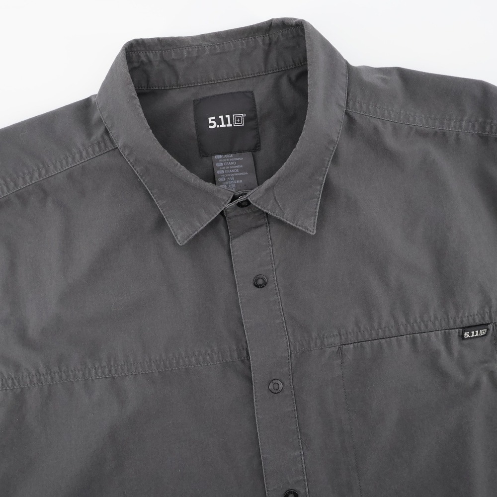 5.11 Tactical Short Sleeve Button Down Shirt Dark Gray Mens Large Stretch